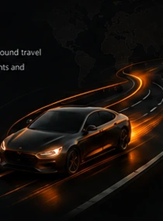 SMOOOZ Travel visual with a car moving along a dark orange-lit road